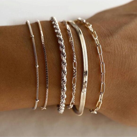 6-Piece Sterling Silver Bracelets - Picture 1 of 3